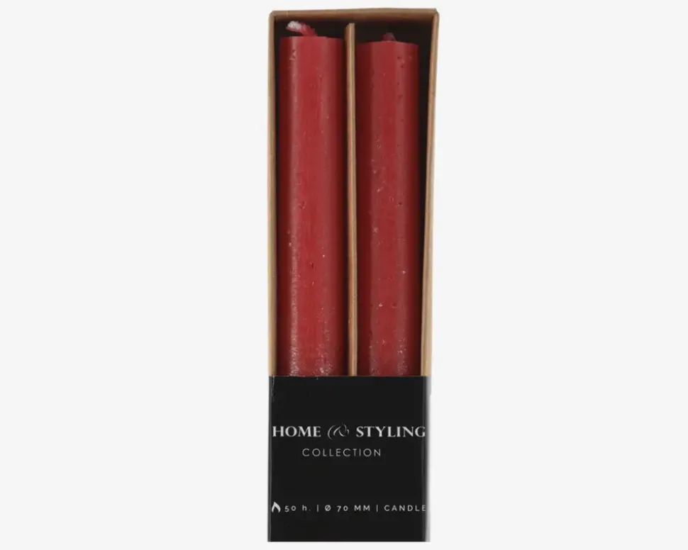 Stearinlys Rød/Guld 2 Stk.