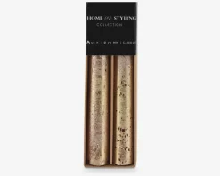 Stearinlys Rød/Guld 2 Stk.