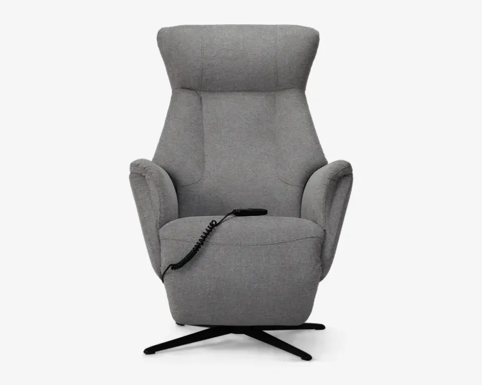 Stol med indbygget fodskammel og løftefunktion