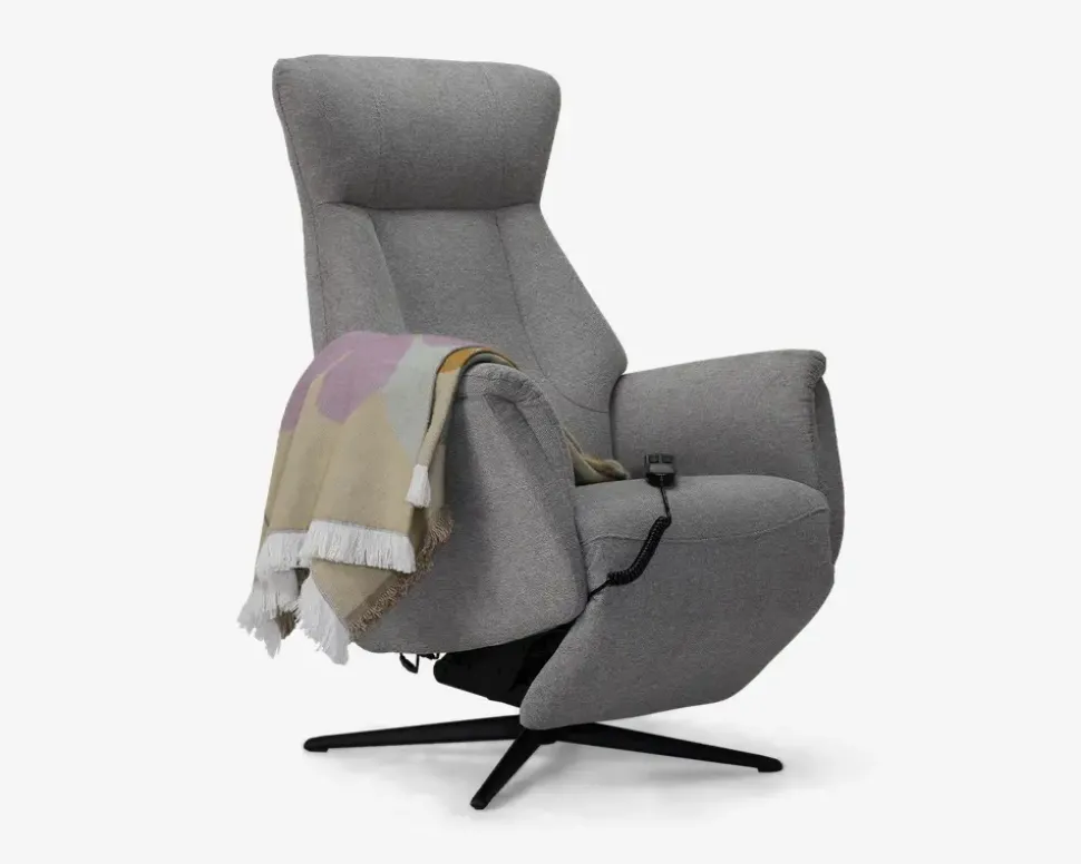 Stol med indbygget fodskammel og løftefunktion