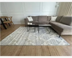 Tæppe Pisa lysgrå/hvid 140 x 200 cm