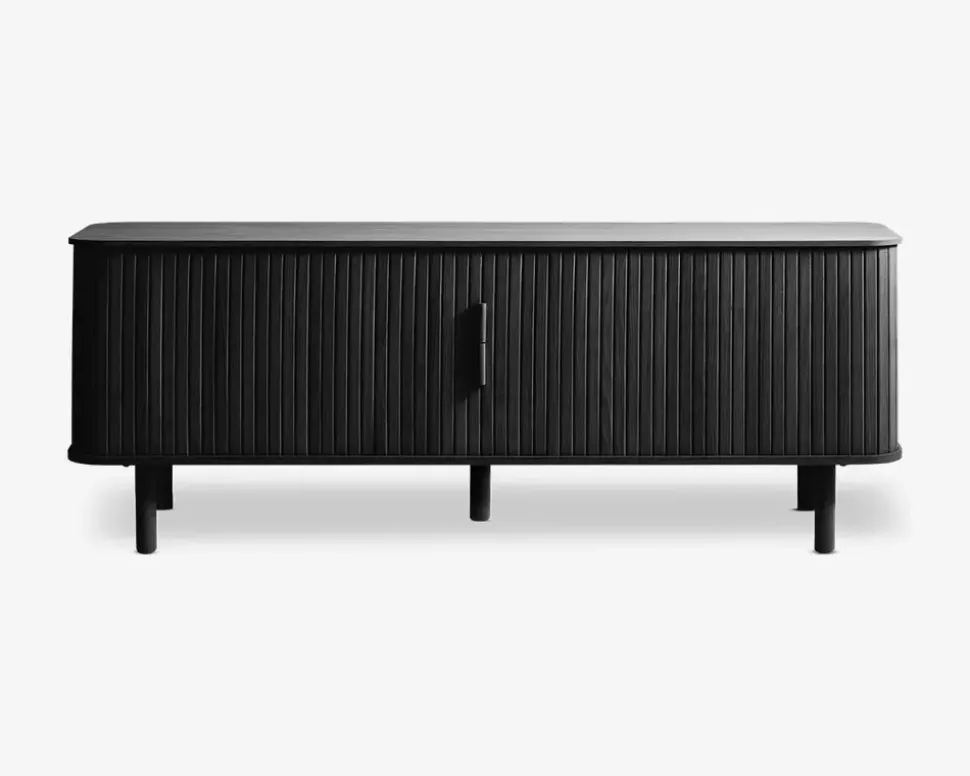 Tv-bord Cavo Sort Lakeret Eg Finer m/Jalousidøre