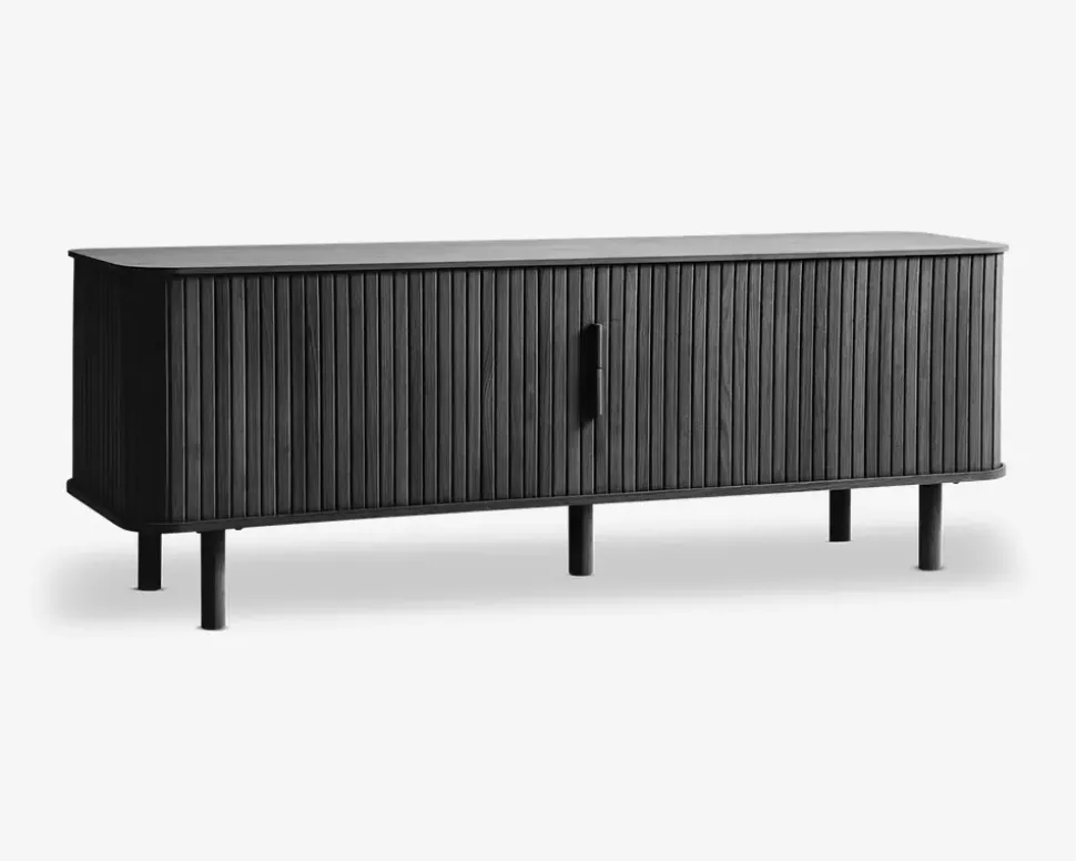 Tv-bord Cavo Sort Lakeret Eg Finer m/Jalousidøre