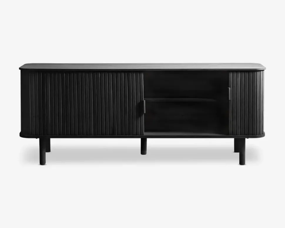 Tv-bord Cavo Sort Lakeret Eg Finer m/Jalousidøre