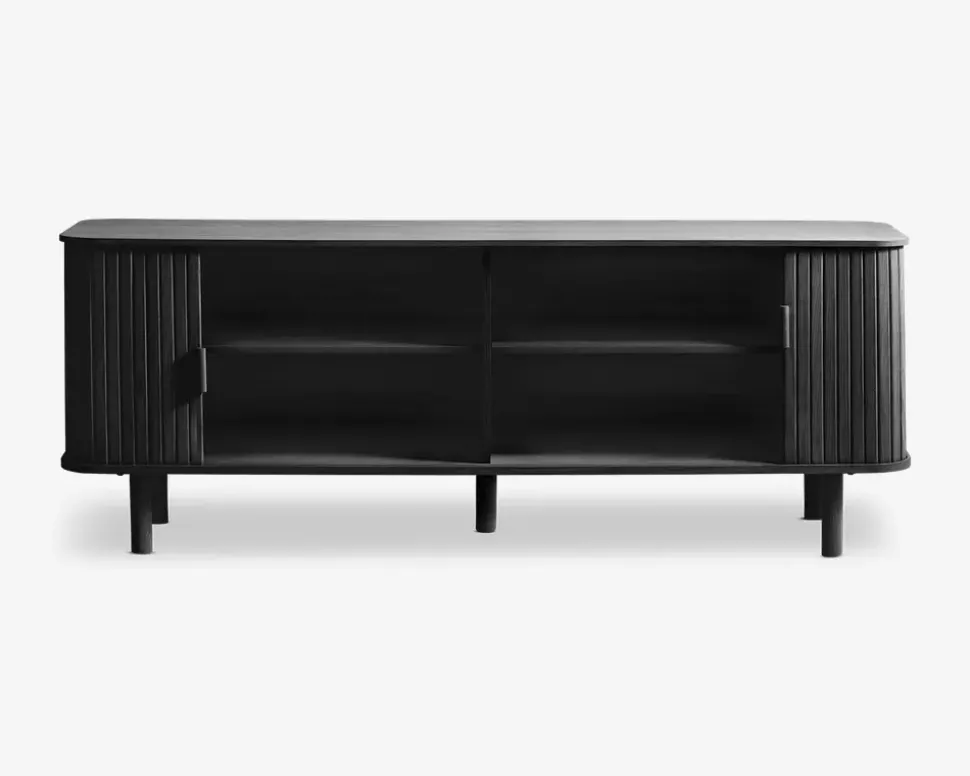 Tv-bord Cavo Sort Lakeret Eg Finer m/Jalousidøre