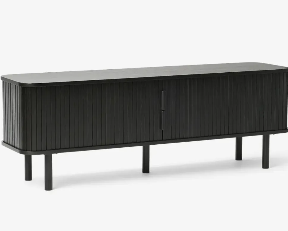 Tv-bord Cavo Sort Lakeret Eg Finer m/Jalousidøre