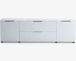 Tv-bord hvid glas/hvid kunstfiner