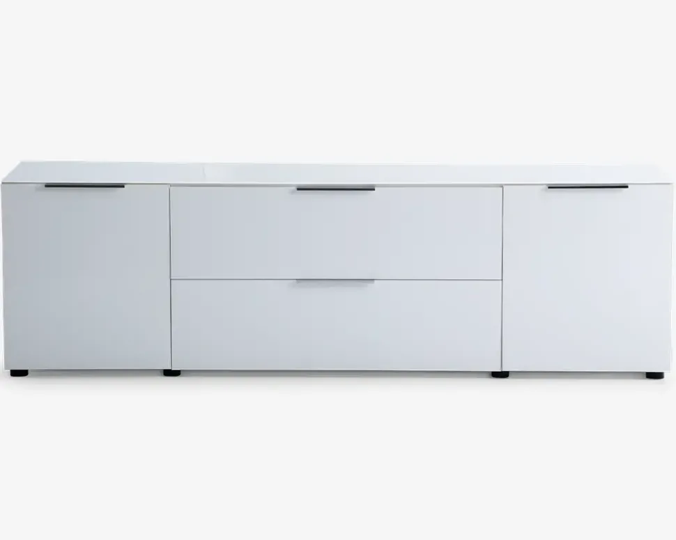 Tv-bord hvid glas/hvid kunstfiner