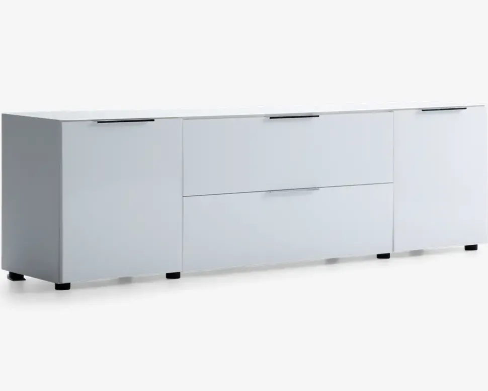 Tv-bord hvid glas/hvid kunstfiner