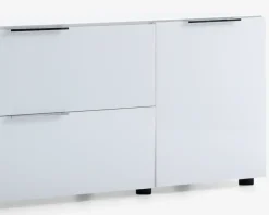 Tv-bord hvid glas/hvid kunstfiner