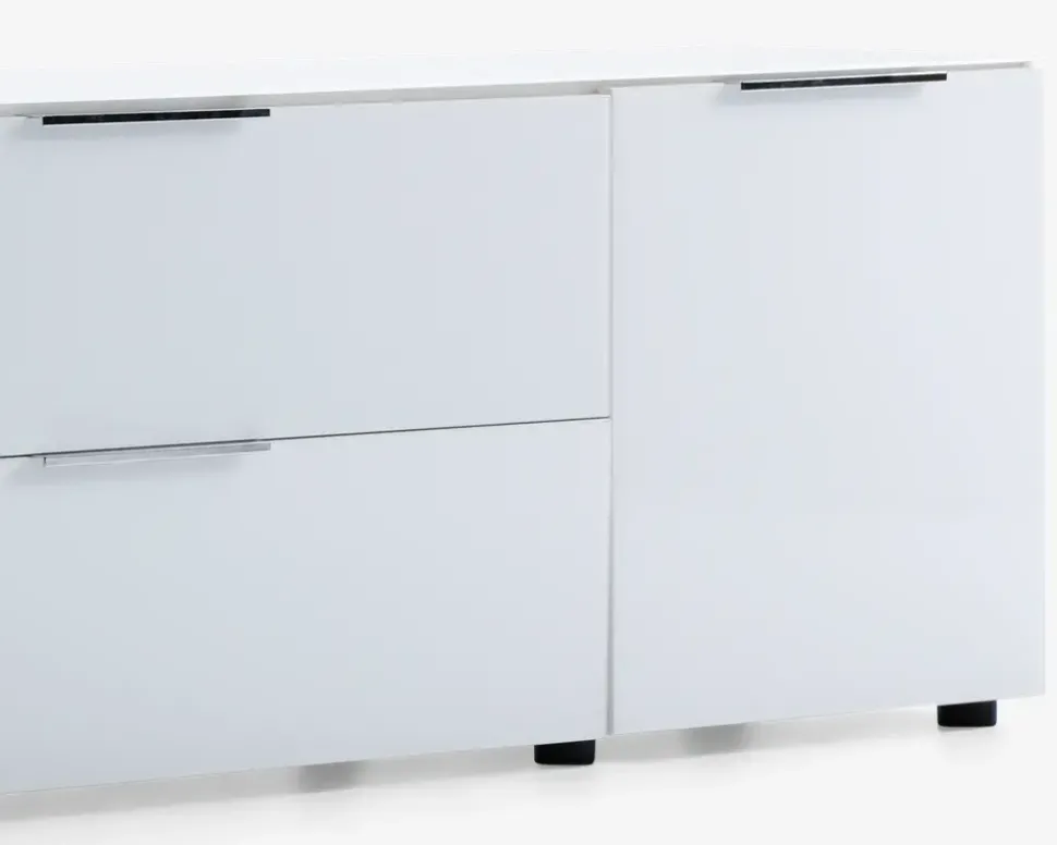 Tv-bord hvid glas/hvid kunstfiner