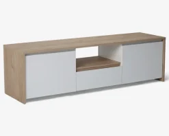 Tv-Bord Lys Eg/Hvid Højglans