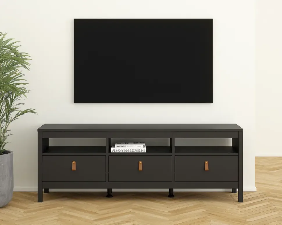 Tv-bord Madrid sort m/3 skuffer