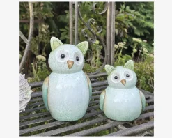 Ugle ole keramik grøn H.22 cm