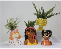 Vase Med Ansigt Lemon Gul H.20 cm