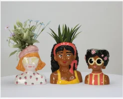 Vase Med Ansigt Solbriller/Hat Lyserød 24,5 cm