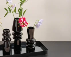 Vase sparkle cone glas sort H.25 cm