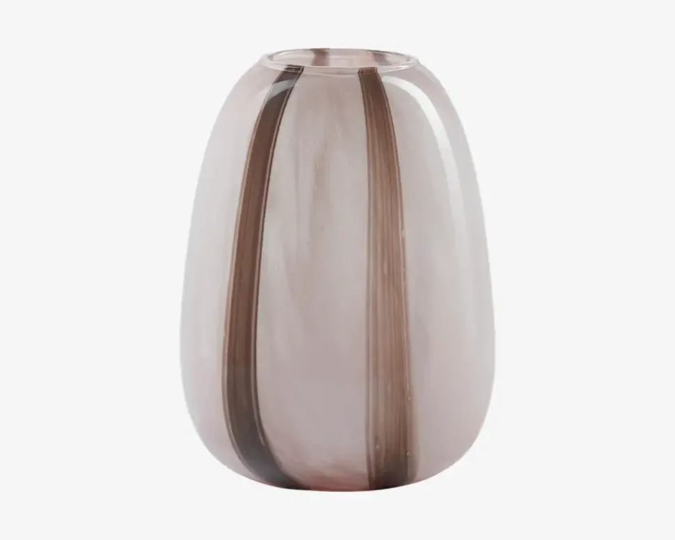 Vase Stribet Rosa/Brun H.20 cm