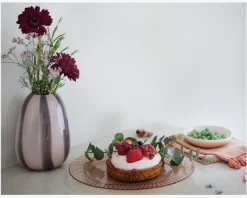 Vase Stribet Rosa/Brun H.20 cm