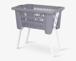 Vasketøjskurv m. udklappelige ben 60L ass.