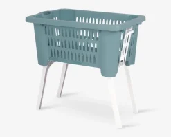 Vasketøjskurv m. udklappelige ben 60L ass.