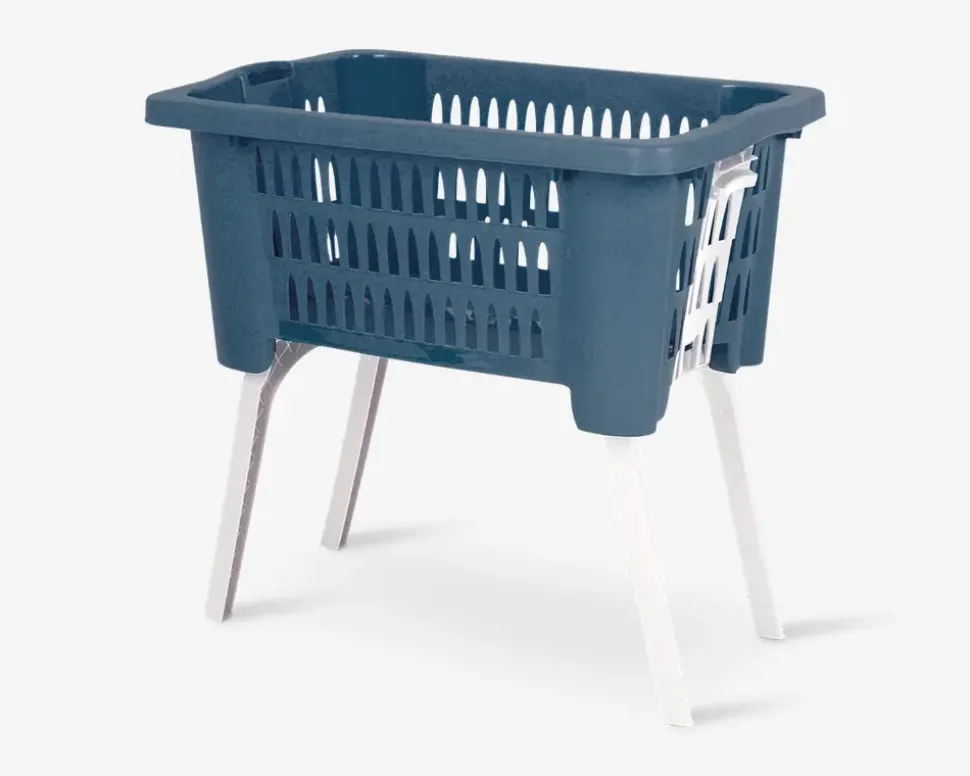 Vasketøjskurv m. udklappelige ben 60L ass.