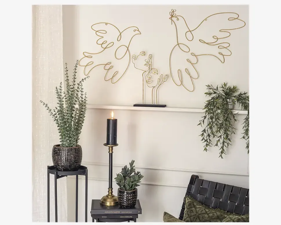 Vægdekoration fugle guld H.52 cm