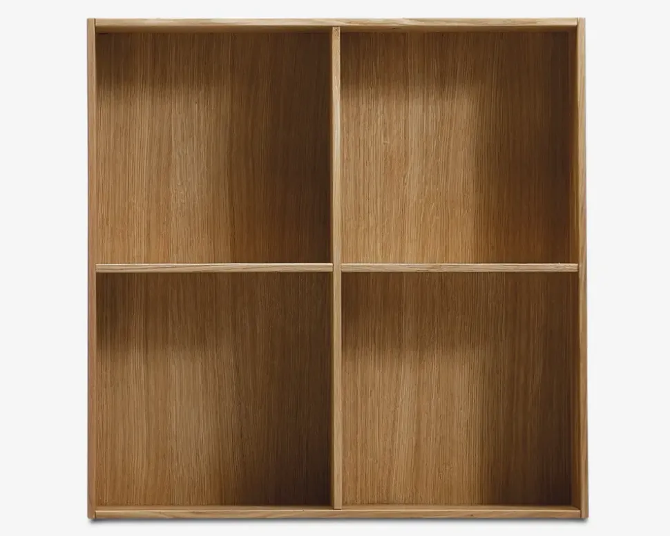 Væghængt bogreol olieret eg