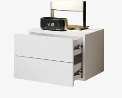 Væghængt sengebord med 2 skuffer