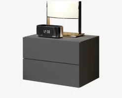 Væghængt sengebord med 2 skuffer