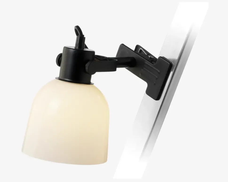Væglampe Glow sort/opal klemme Ø.15 cm