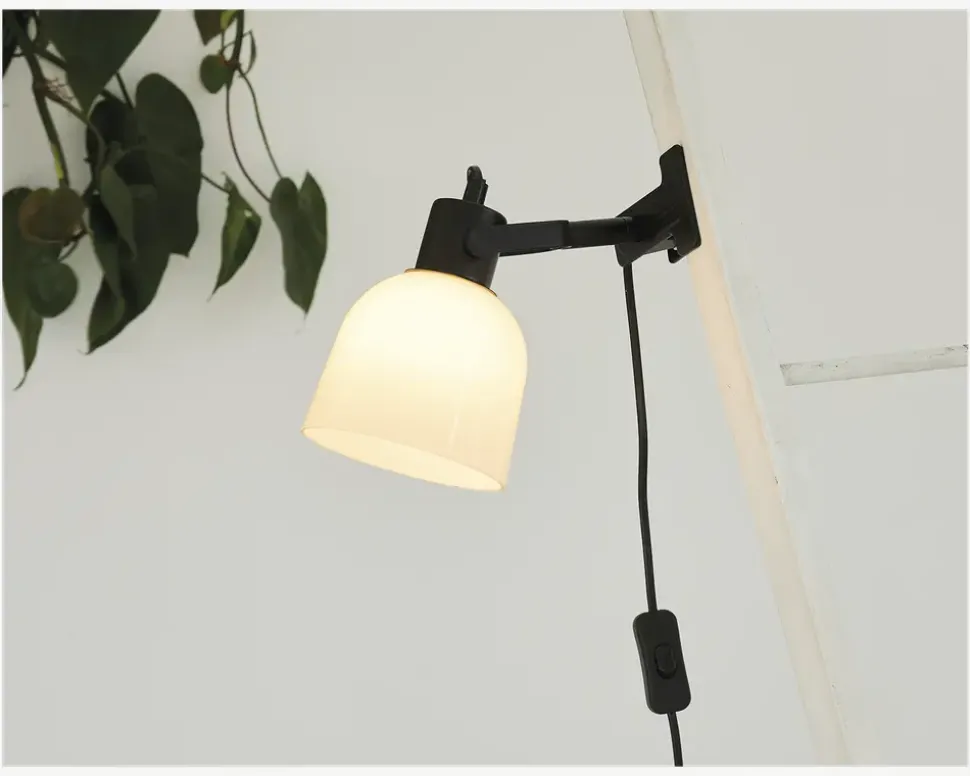 Væglampe Glow sort/opal klemme Ø.15 cm