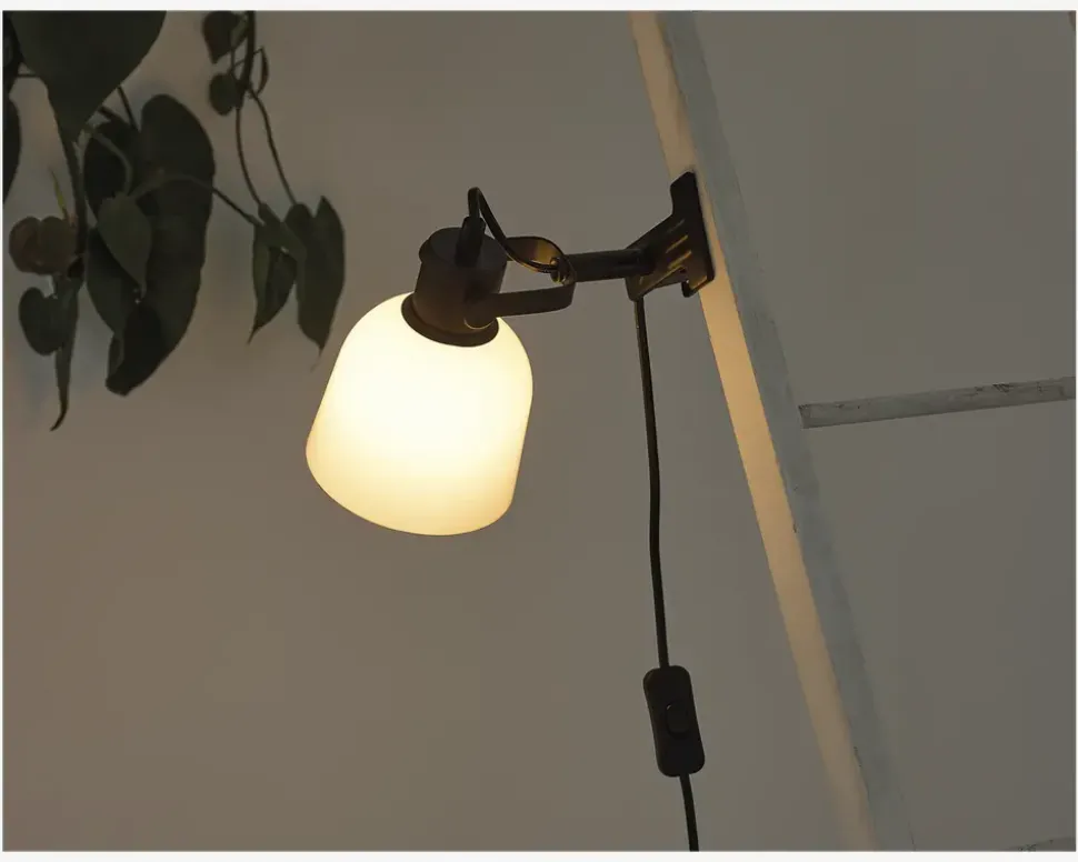 Væglampe Glow sort/opal klemme Ø.15 cm