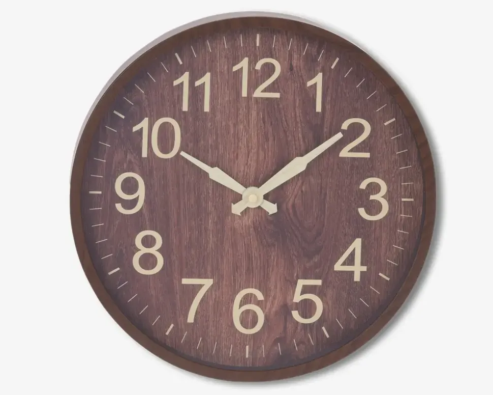 Vægur Træ Look Ass Ø.30,5 cm