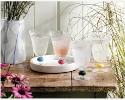 Vinglas Klar/Grøn H.13,5 cm