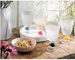 Vinglas Klar/Grøn H.13,5 cm