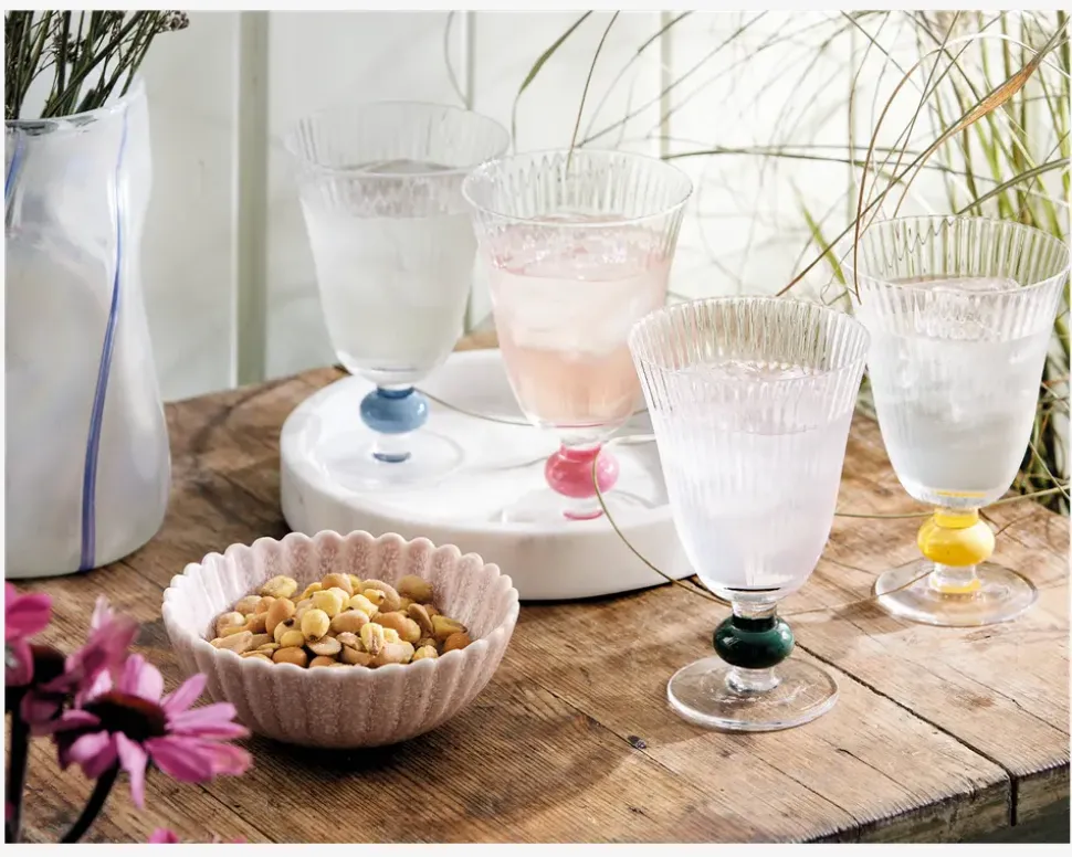 Vinglas Klar/Grøn H.13,5 cm