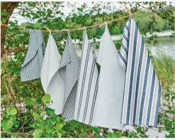 Viskestykke blomster hvid/brun/blå 50x70 cm