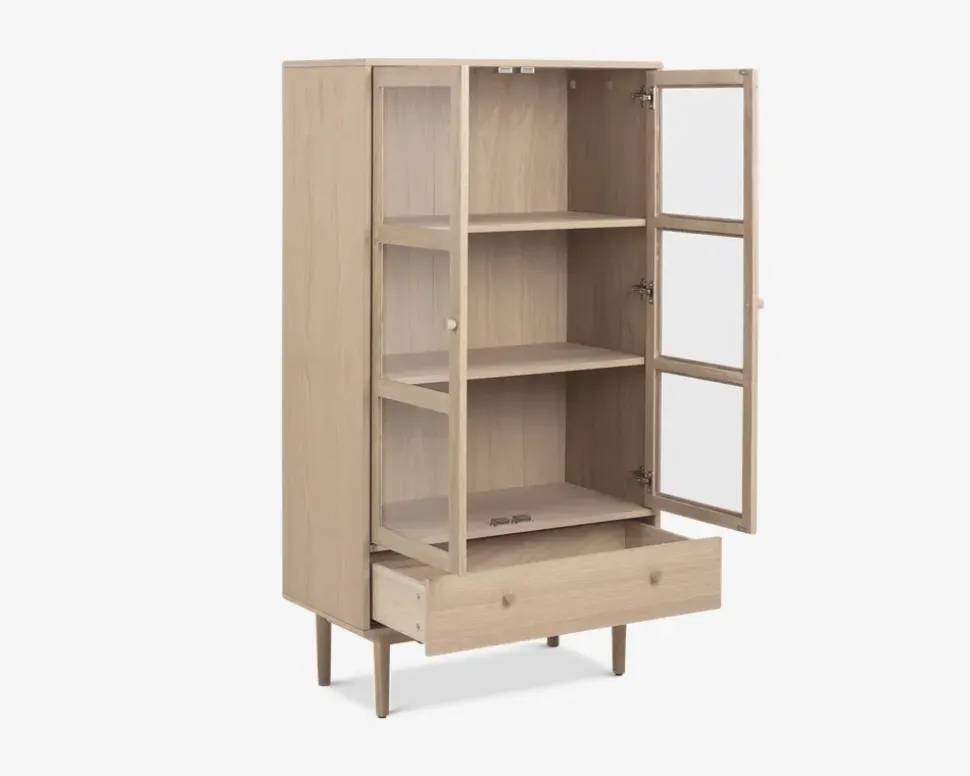 Vitrine Aston i hvidolieret fineret eg