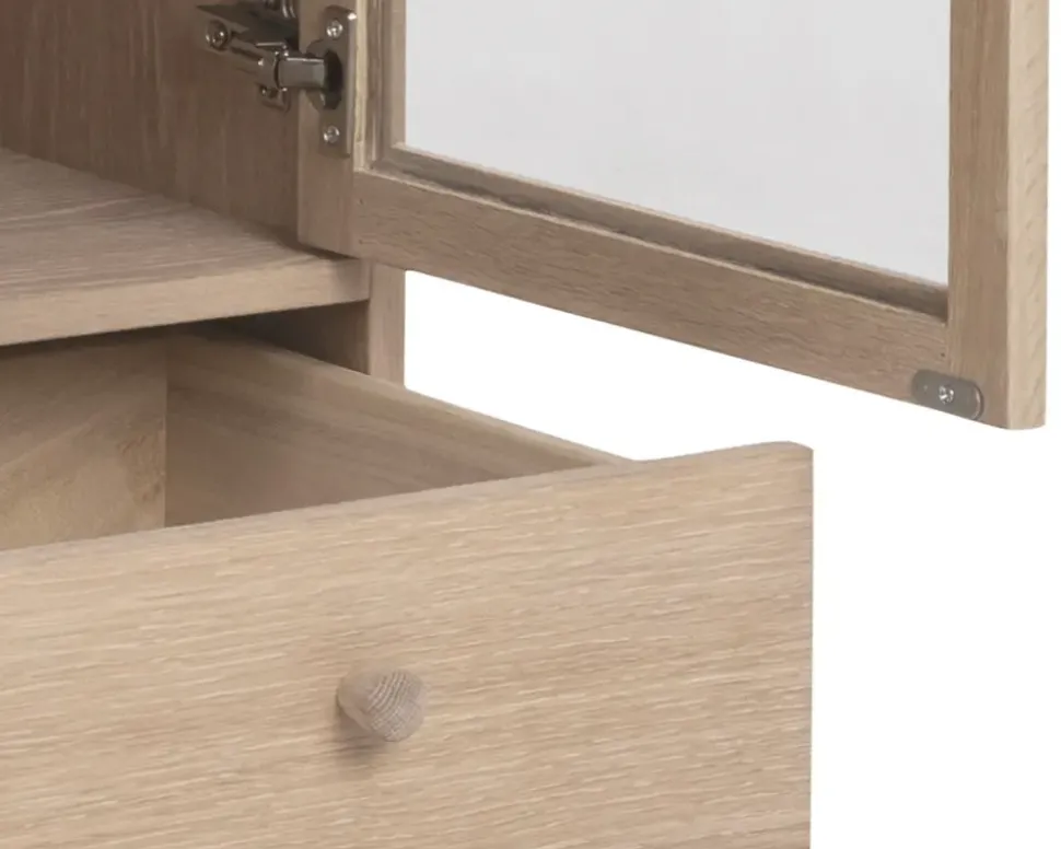 Vitrine Aston i hvidolieret fineret eg