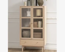 Vitrine Aston i hvidolieret fineret eg