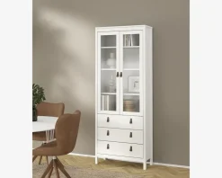 Vitrine Madrid hvid med 3 skuffer