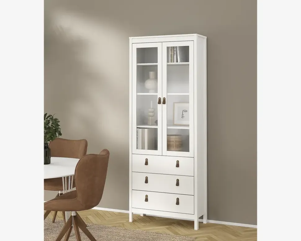 Vitrine Madrid hvid med 3 skuffer