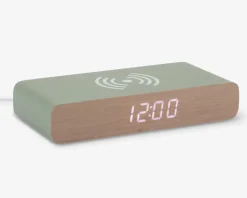 Vækkeur med trådløs oplader grøn
